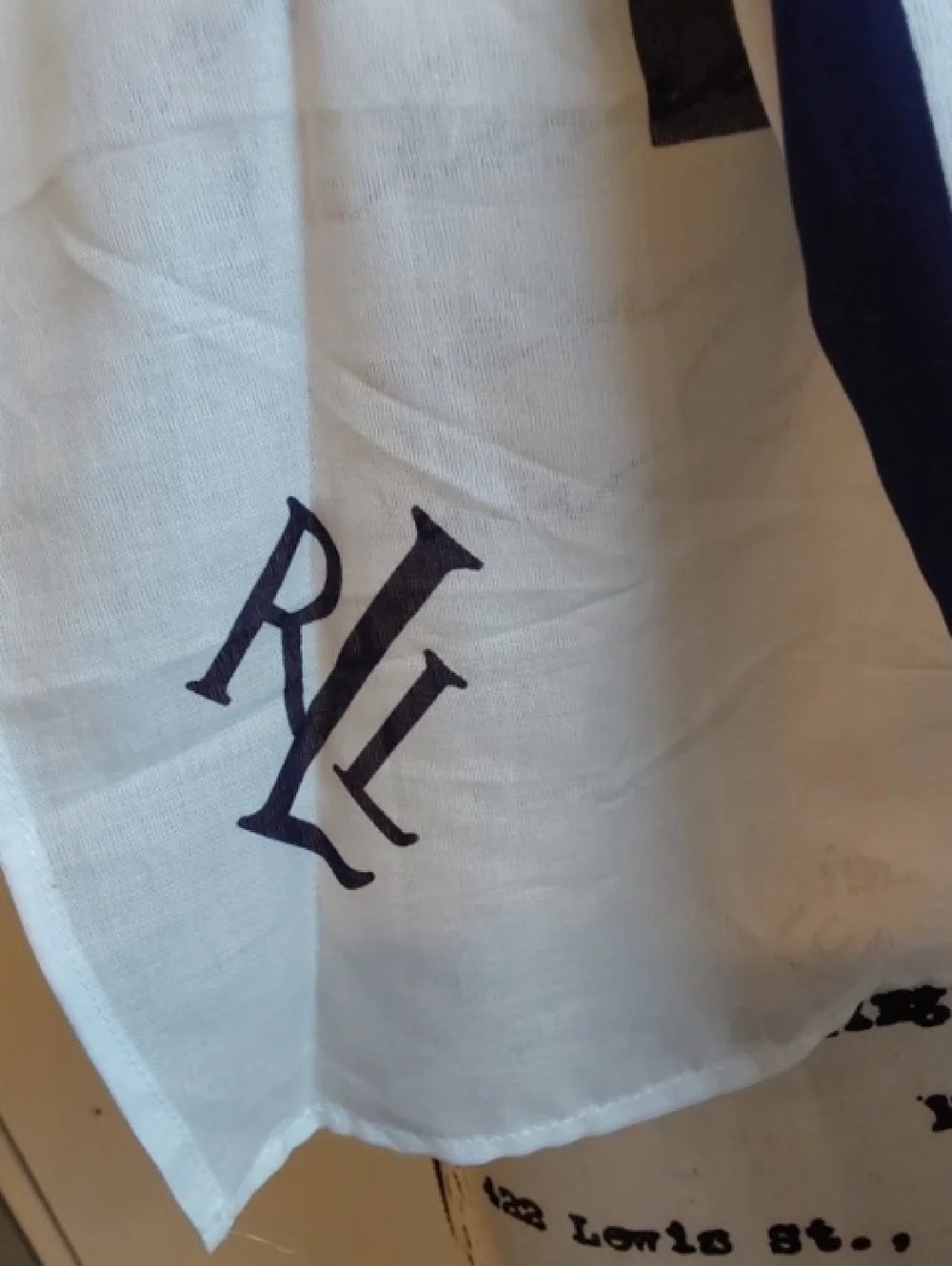 Lauren Ralph Lauren |Navy & White Vertical Stripe Coastal Monogram Cotton Scarf